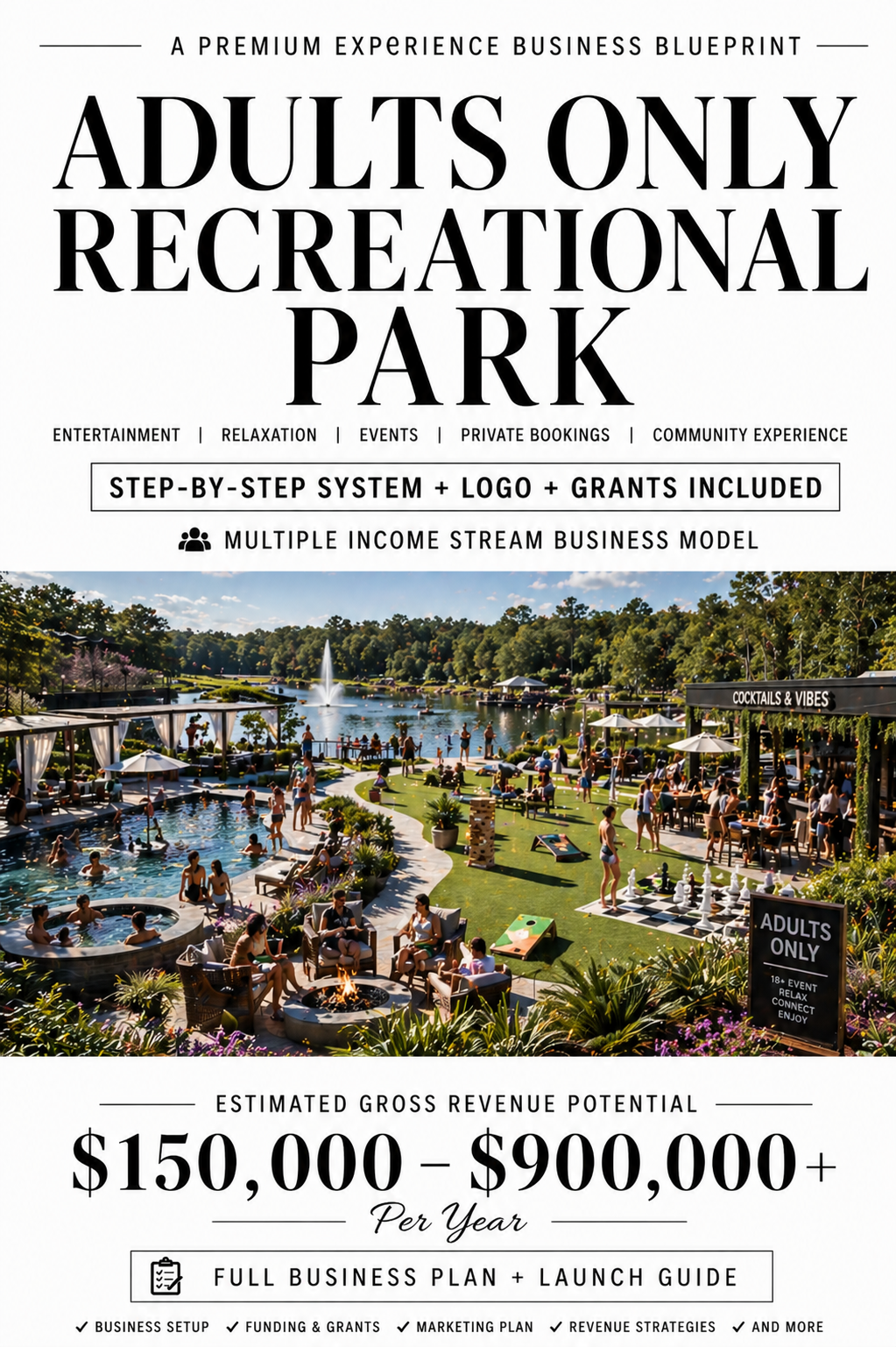 ADULTS ONLY PARK: $150,000-$900,000 A YEAR - BUSINESS PLAN