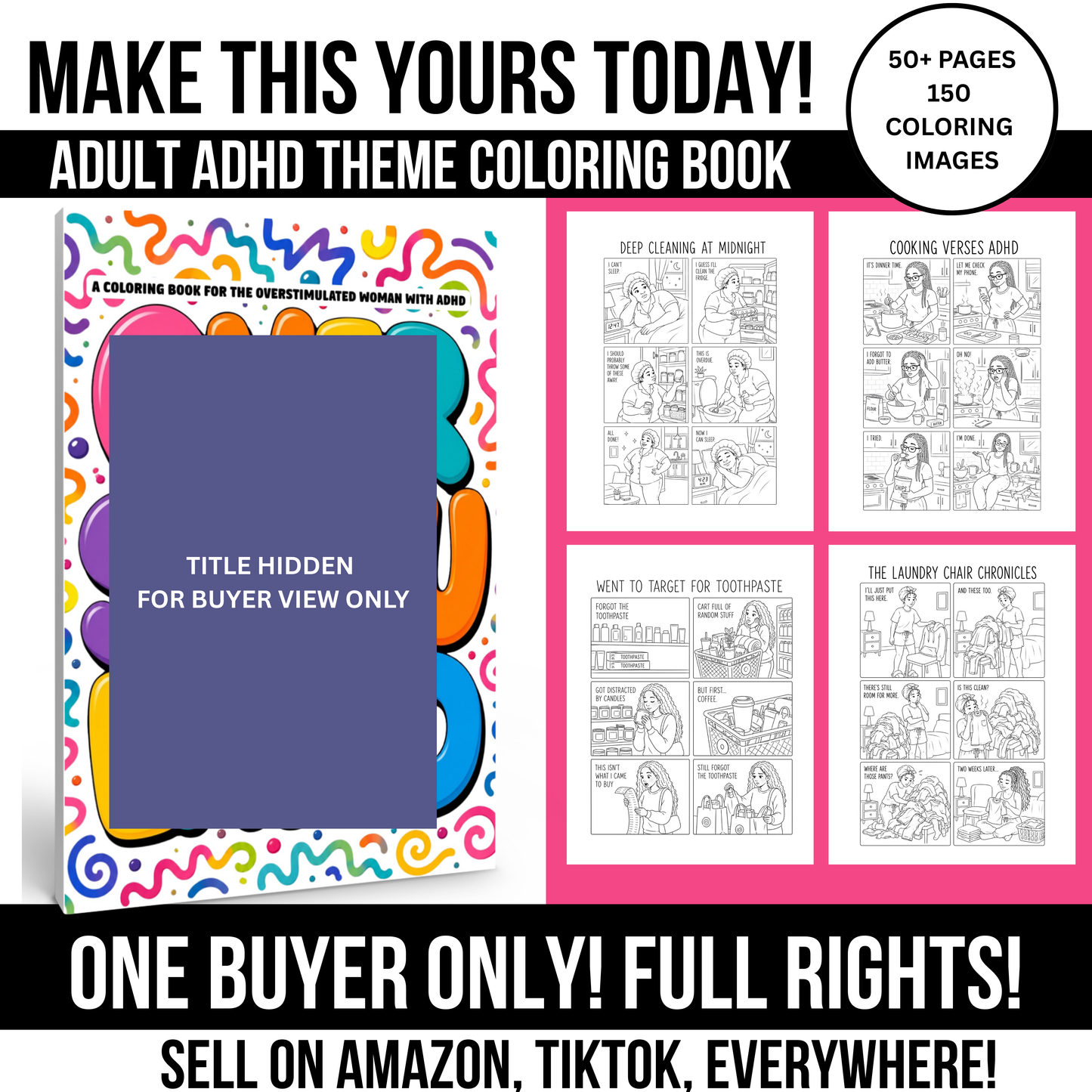 2 FOR 1: INSTANT COLORING BOOK AUTHOR: ADHD ADULT FULL COLORING BOOK + MARKETING GUIDE